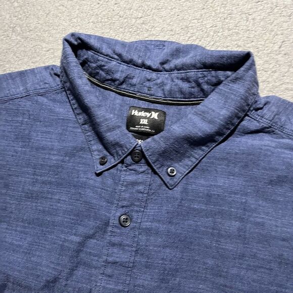 Hurley Shirt Mens XXL Short Sleeve Chambray Beach Skate Lightweight Cotton - Picture 7 of 11